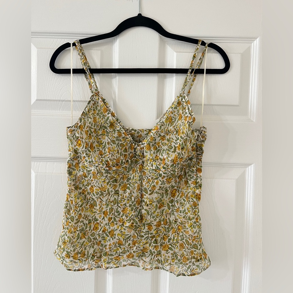 J.Crew Crinkle Chiffon Spaghetti Strap Top in Floral Vibes, Size 6 small fit